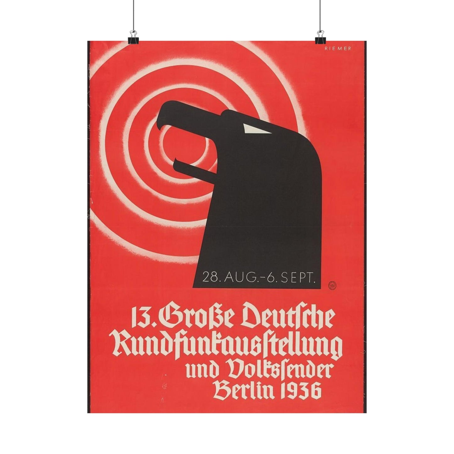 13 Grosse deutsche Rundfunkausstellung und Volkssender, Berlin 1936 / Riemer. High Quality Matte Wall Art Poster for Home, Office, Classroom