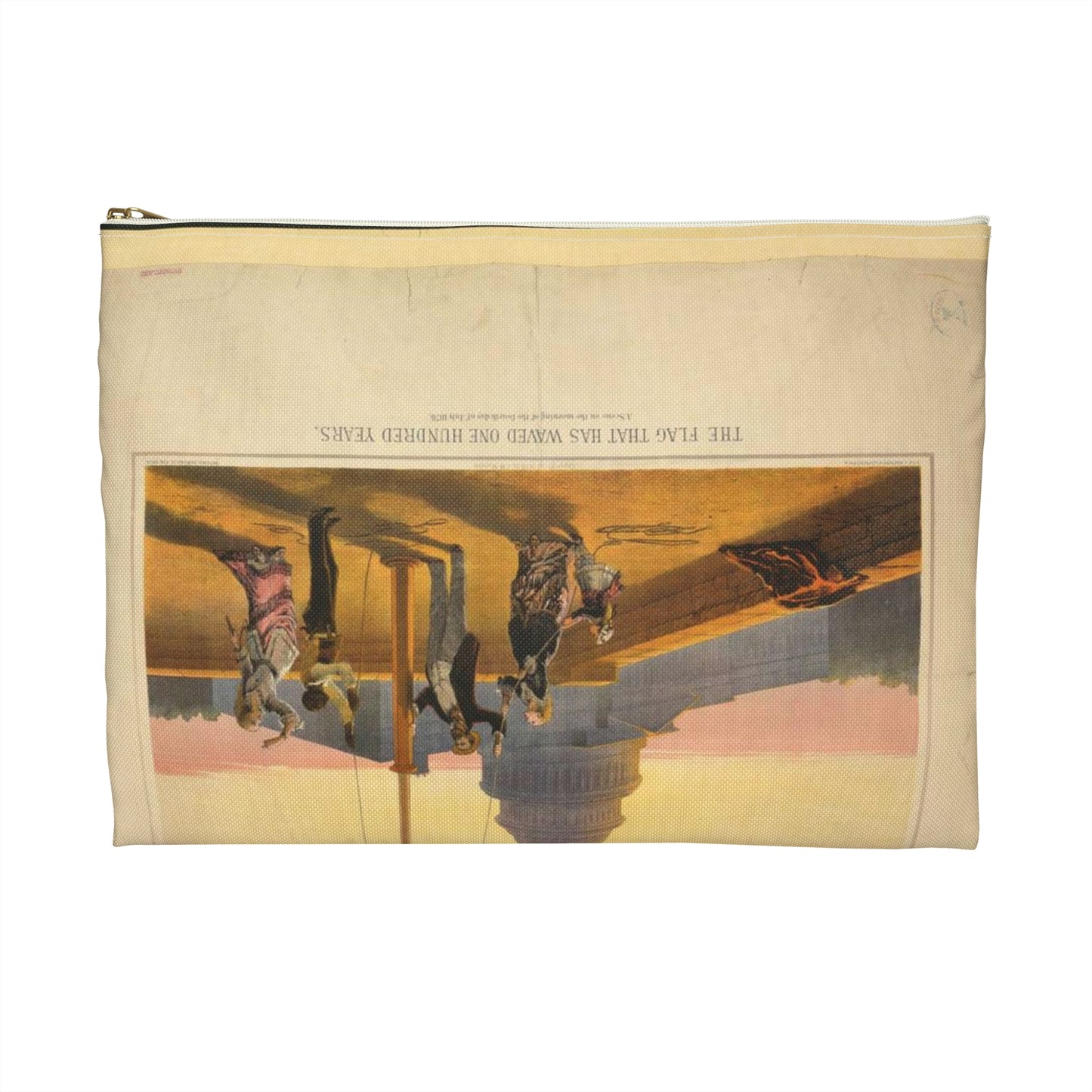 The flag that has waved one hundred years--A scene on the morning of the fourth day of July 1876 / Fabronius ; E.P. & L. Restein's oilchromo, Philadelphia. ; National Chromo Co. pub., Philadelphia. Large Organizer Pouch with Black Zipper