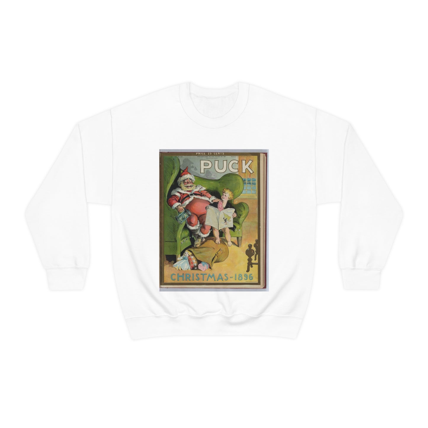 Puck magazine cover - Puck Christmas 1896 / C.J. Taylor. White Heavy Blend Adult Crew Neck SweatShirt