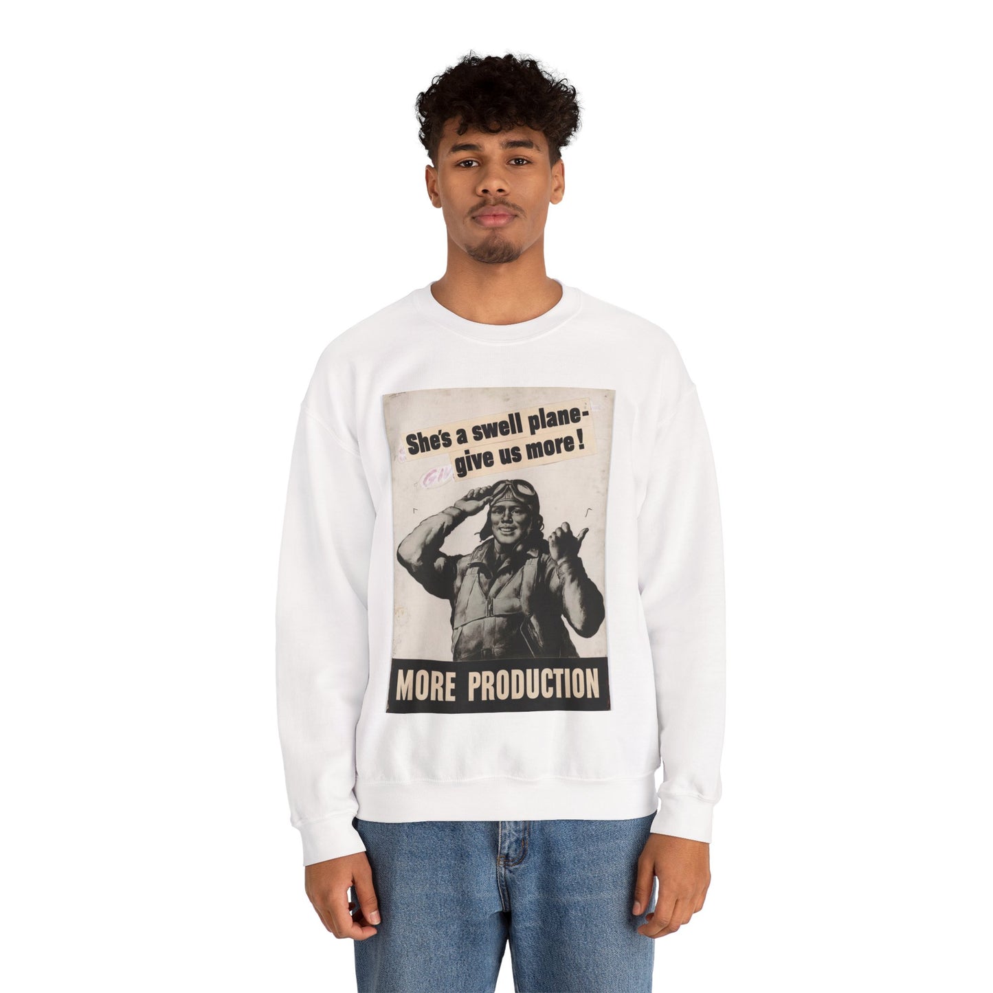 She's a swell plane - give us more!  MORE PRODUCTION [Riggs] White Heavy Blend Adult Crew Neck SweatShirt