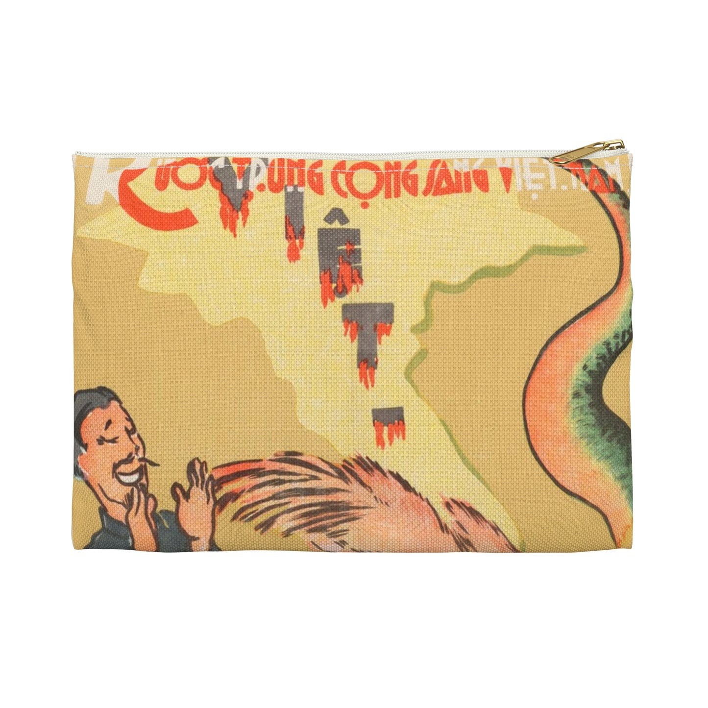 Viet Poster #2, Cold War American Propaganda poster Large Organizer Pouch with Black Zipper