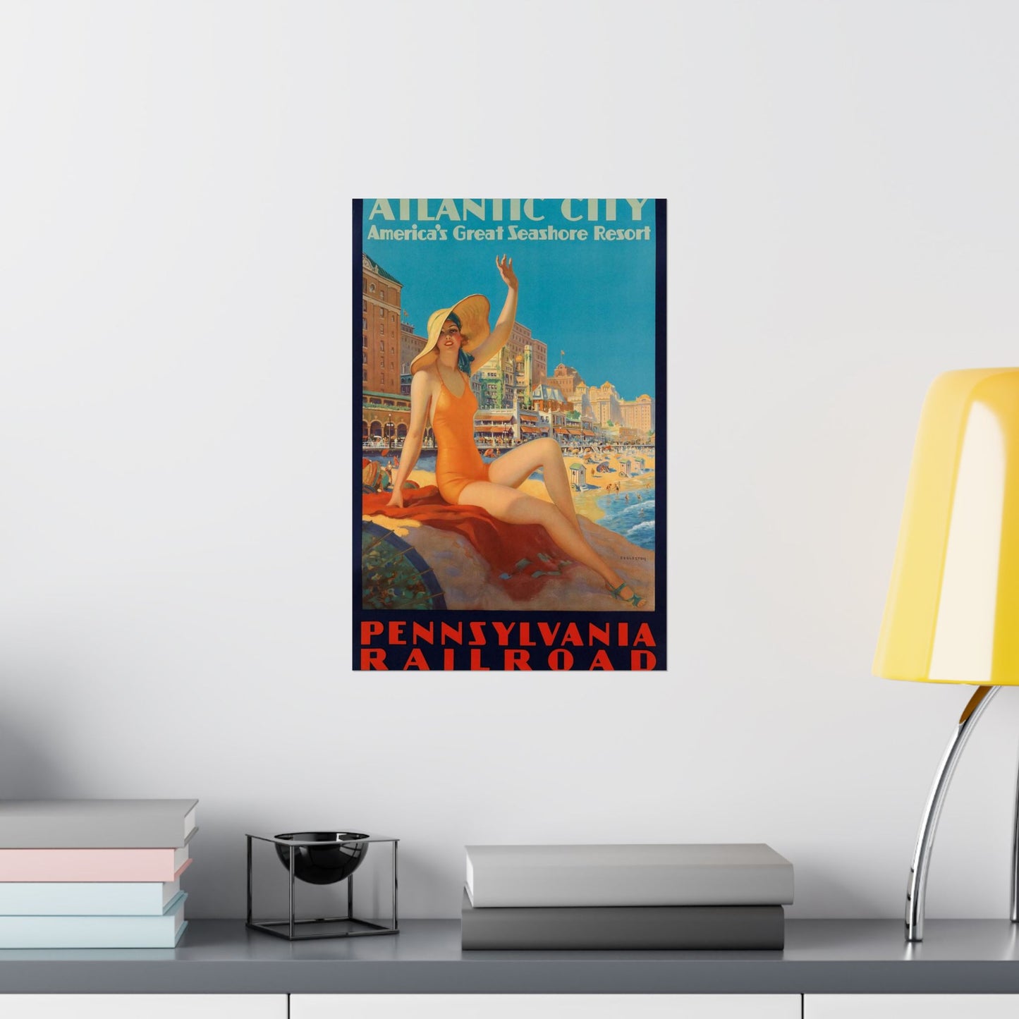 Edward M. Eggleston - Pennsylvania Railroad - Atlantic City, 1935 High Quality Matte Wall Art Poster for Home, Office, Classroom