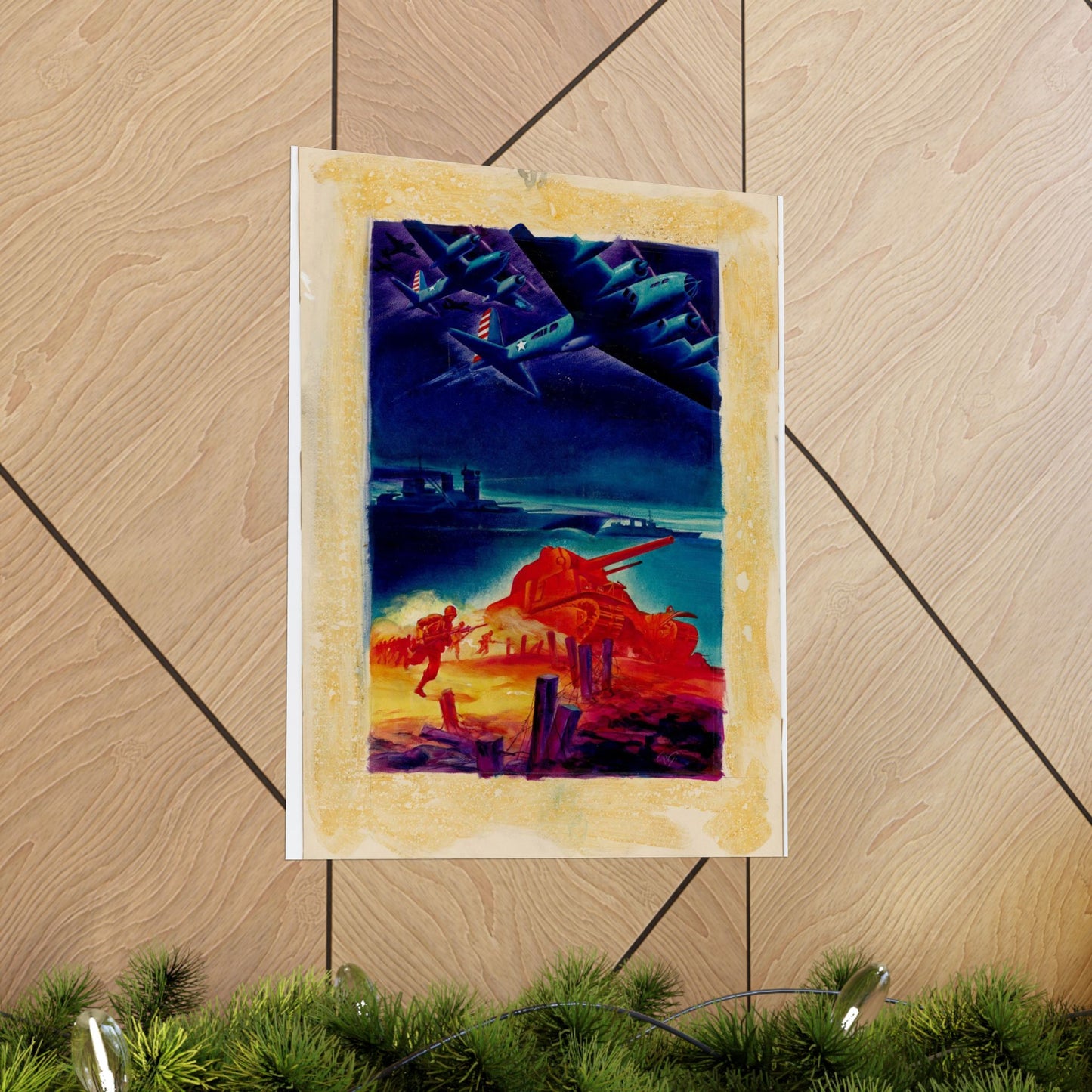 [Infantry, tanks, ships, airplanes attacking] [R.G.] High Quality Matte Wall Art Poster for Home, Office, Classroom
