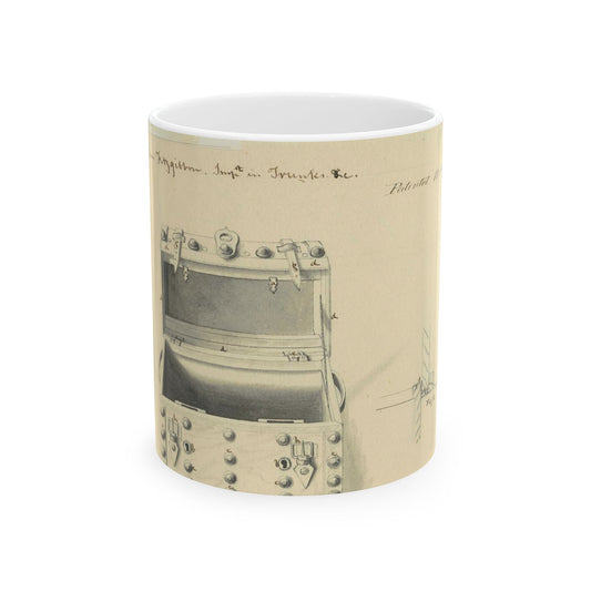 Patent drawing - Drawing of a Traveling Trunk Public domain  image Beautiful Novelty Ceramic Coffee Mug 11oz