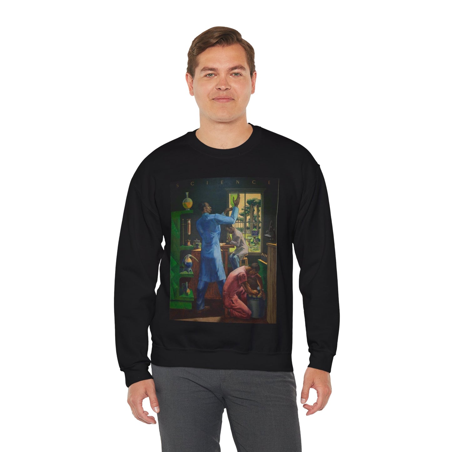 Mural "Religion," by Millard Owen Sheets at the Department of Interior Building, Washington, D.C. Black Heavy Blend Adult Crew Neck SweatShirt