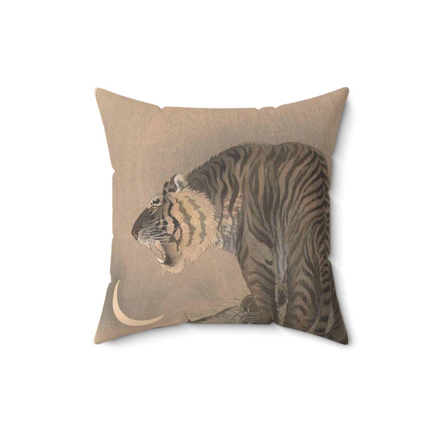 Brullende tijger, Ohara Koson - Rijksmuseum public domain dedication image Decorative Accent Square Pillow