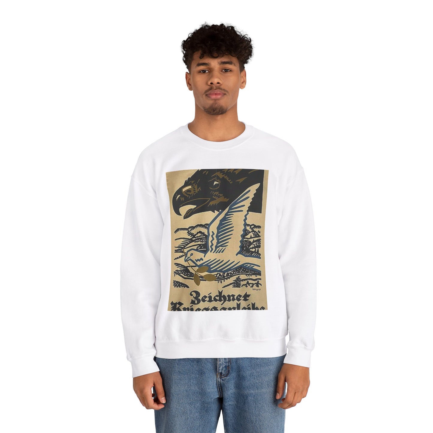 WWIposter12 - Art Deco public domain image White Heavy Blend Adult Crew Neck SweatShirt