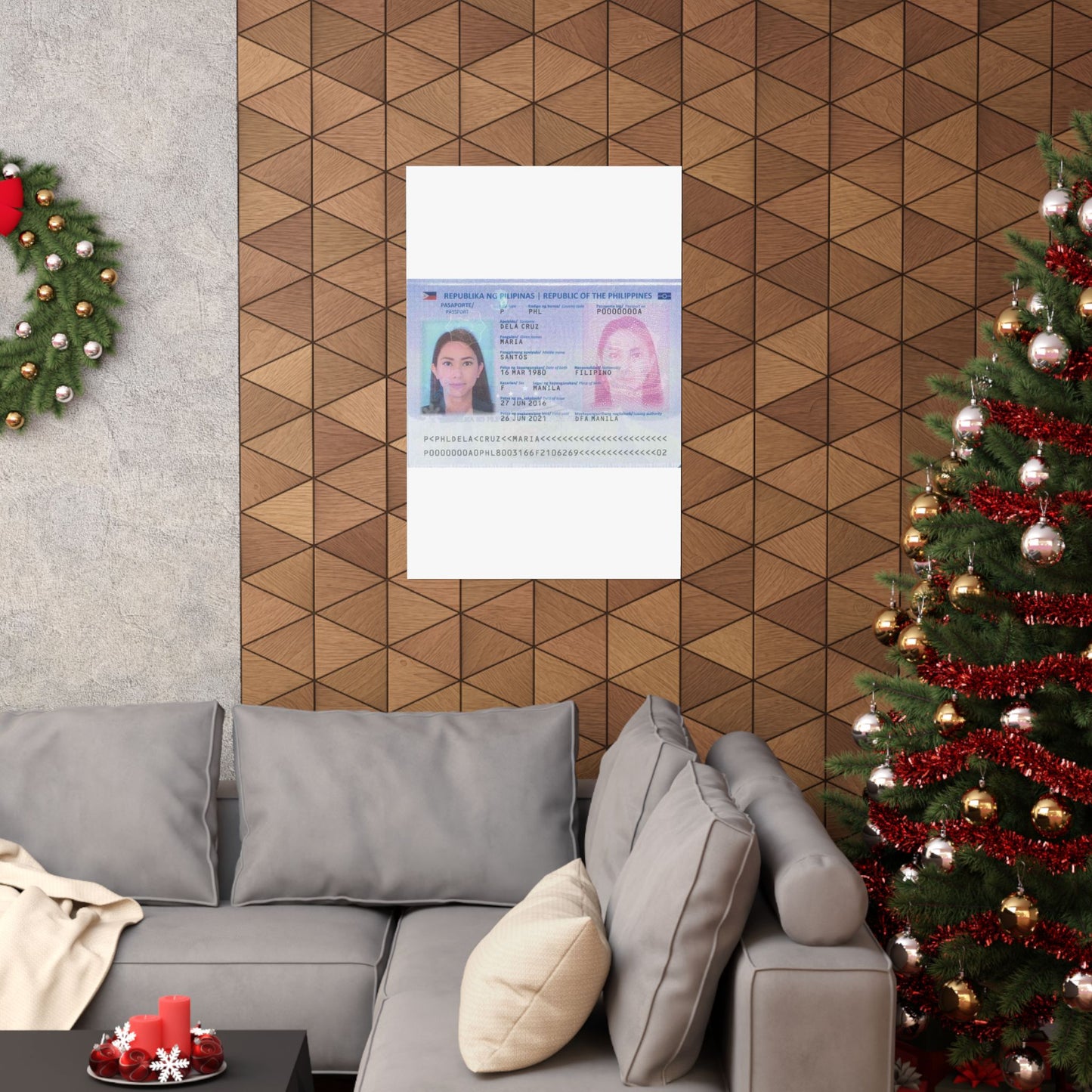 Philippine passport (2016 edition) data page (cropped) High Quality Matte Wall Art Poster for Home, Office, Classroom