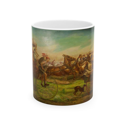 Mural: The Oklahoma Land Rush, April 22, 1889, by John Steuart Curry at the Department of Interior, Washington, D.C. Beautiful Novelty Ceramic Coffee Mug 11oz