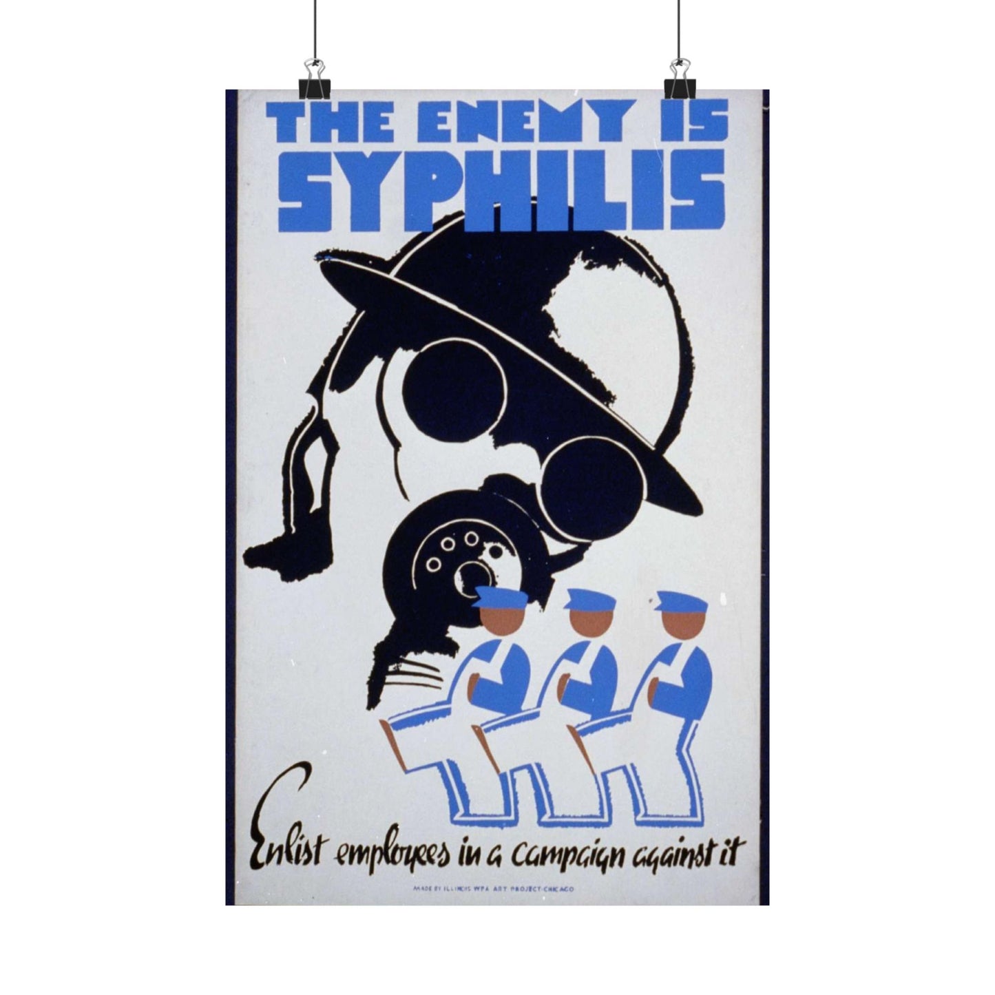 The enemy is syphilis Enlist employees in a campaign against it. High Quality Matte Wall Art Poster for Home, Office, Classroom