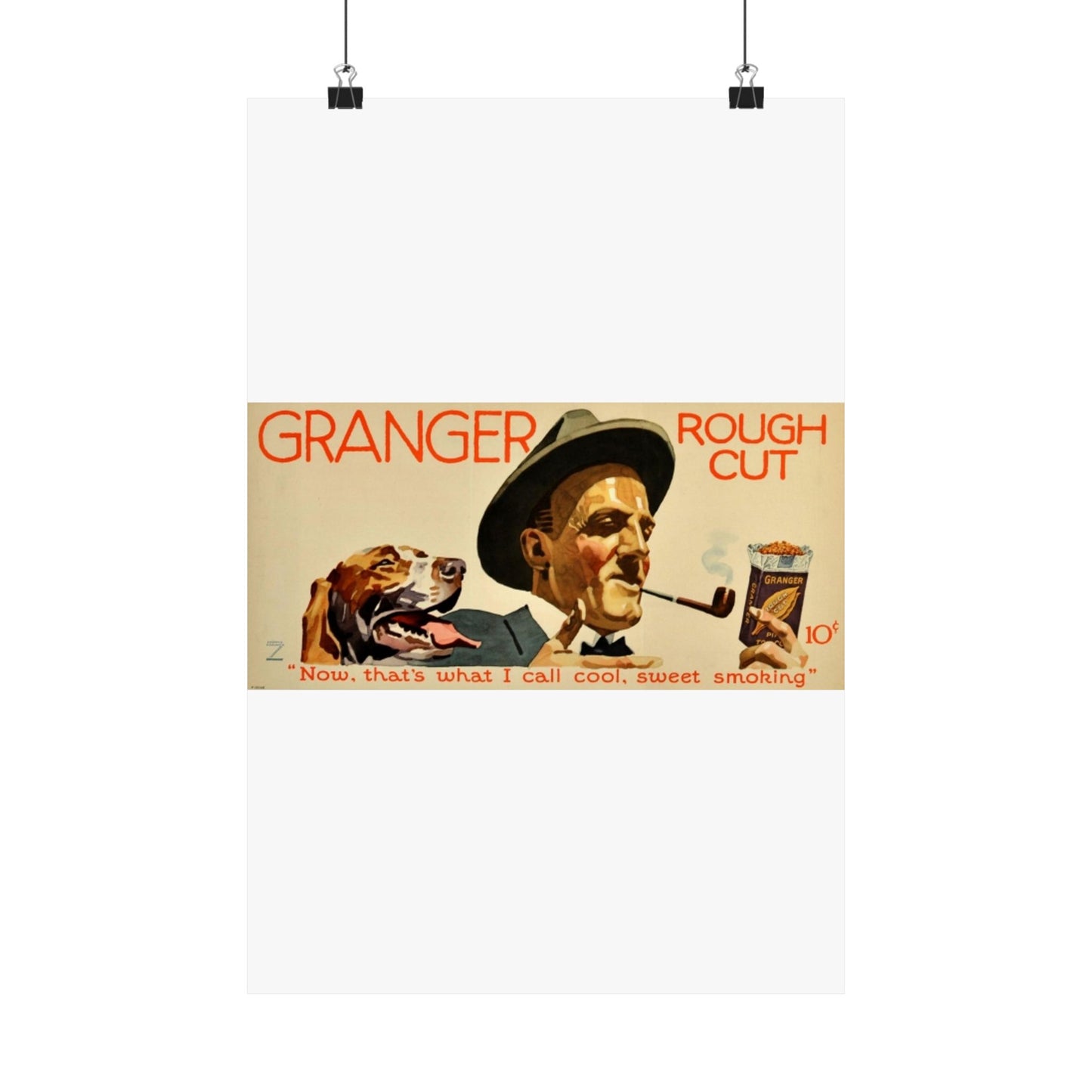 Granger Rough Cut. „Now, that's what I call cool, sweet smoking“, 1923, poster 1 High Quality Matte Wall Art Poster for Home, Office, Classroom