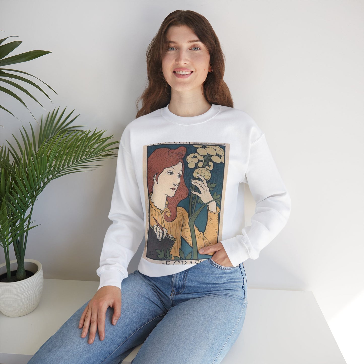 Affiche pour l' "Exposition E. Grasset" au Salon des Cent. White Heavy Blend Adult Crew Neck SweatShirt
