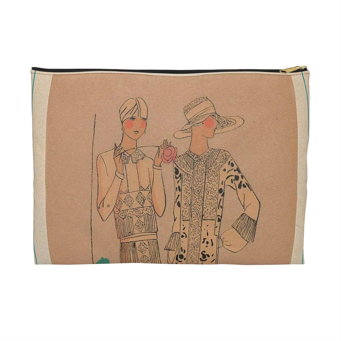 Très Parisien, 1927 No. 3, Pl. 9: Créations BECHOFF - VERS L'AURORE Large Organizer Pouch with Black Zipper