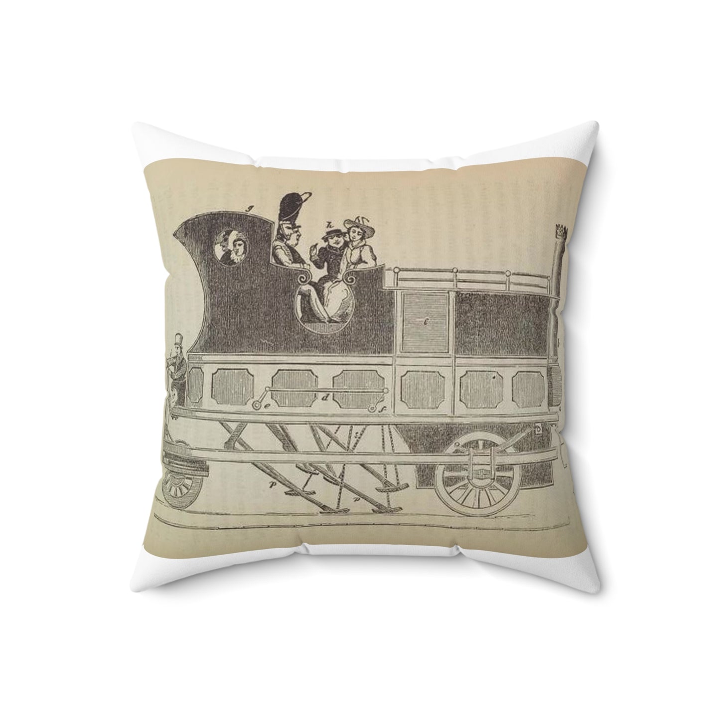 Patent Drawing of Engine - Patent steam coach, by the late Mr. David Gordon Public domain  image Decorative Accent Square Pillow