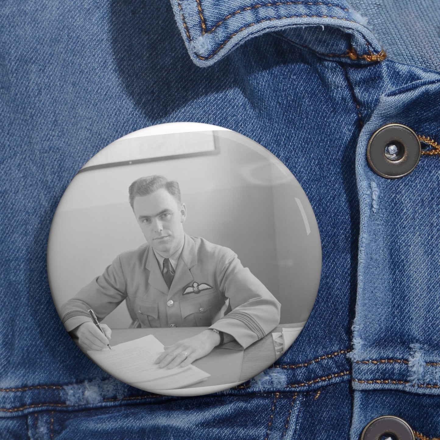 Unidentified Man, about 1940-1944 Pin Buttons with Crisp Design