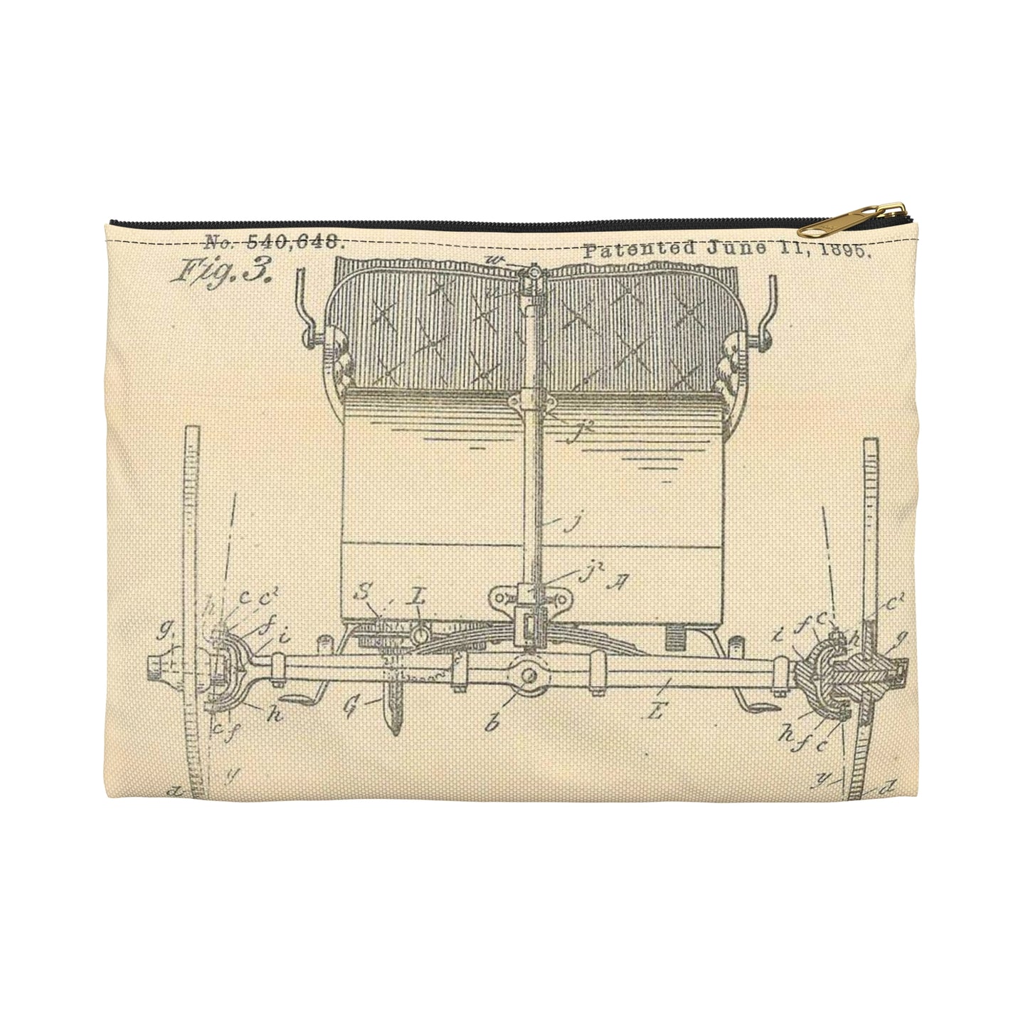 Patent Case File No. 540,648, Road Vehicle, Inventor- Charles E. Duryea - DPLA - fdde267afd883f609ba31de3a2261371 (page 53) Large Organizer Pouch with Black Zipper