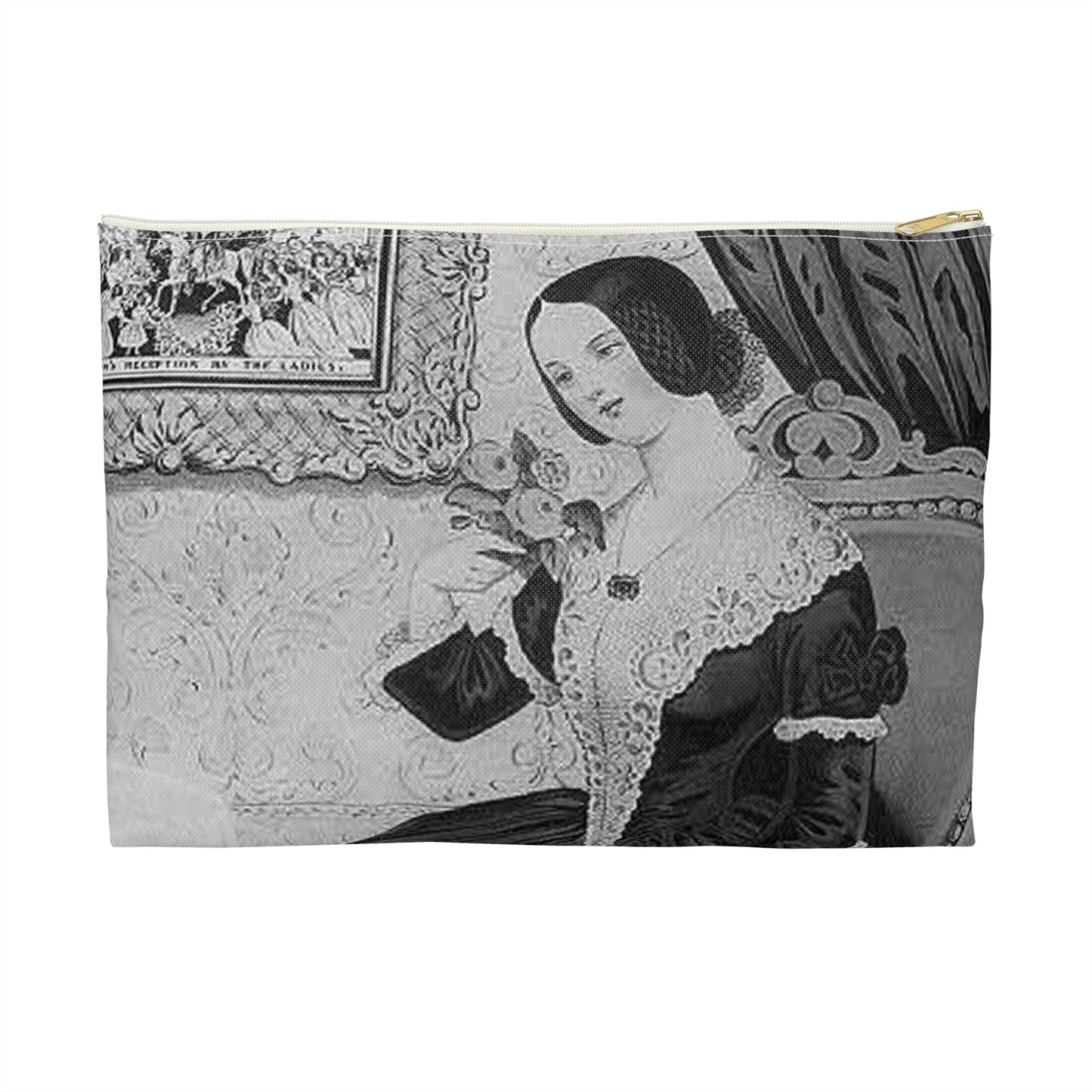 Amelia - Print, Library of Congress collection Large Organizer Pouch with Black Zipper
