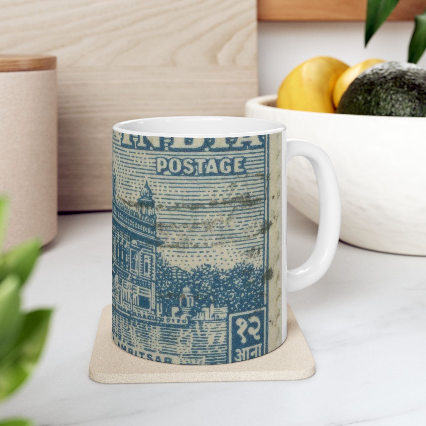 Frimärke ur Gösta Bodmans filatelistiska motivsamling, påbörjad 1950.Frimärke från Indien, 1949. Motiv av Det Gyllene Templet i Amritsar. Beautiful Novelty Ceramic Coffee Mug 11oz