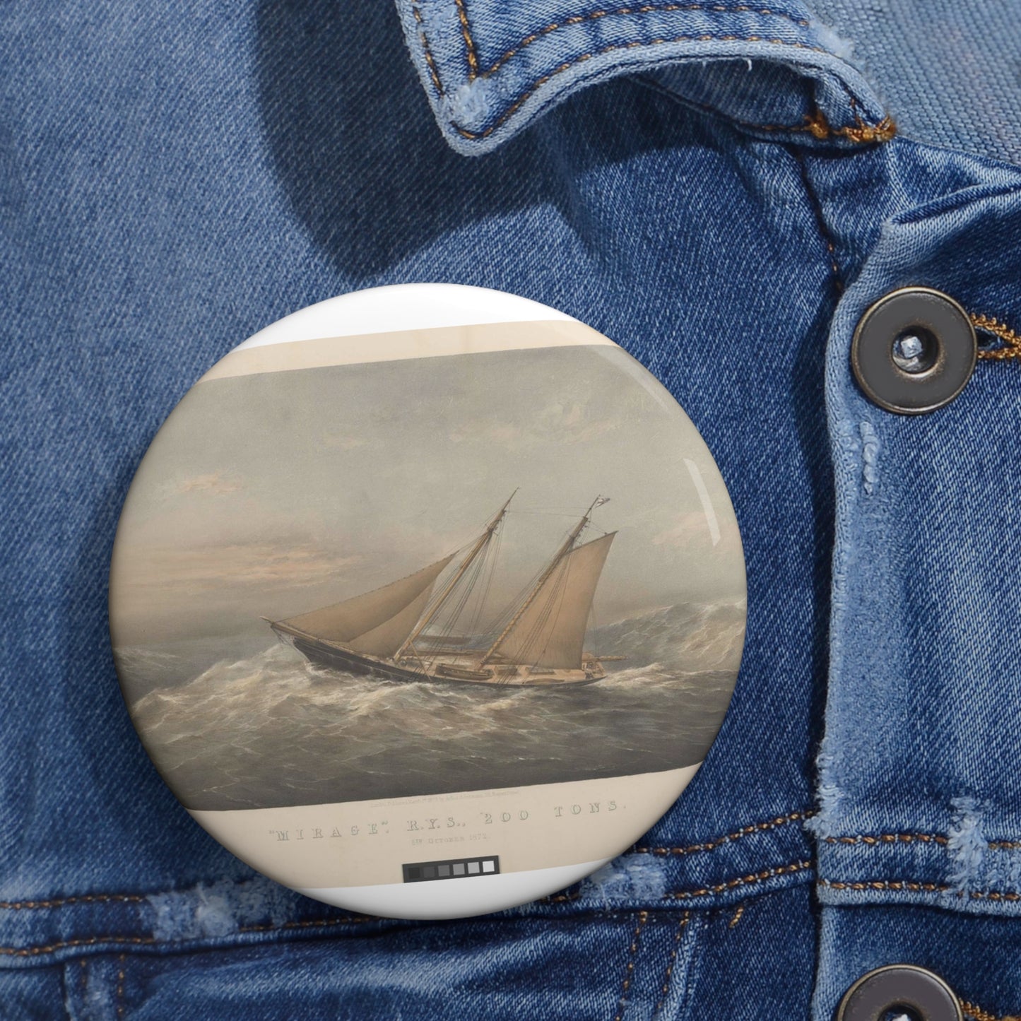 Mirage, R.Y.S., 200 Tons. 5th October 1872 RMG PY8772 Pin Buttons with Crisp Design