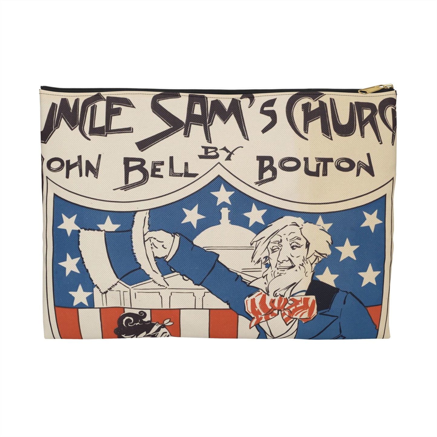 Uncle Sam's church by John Bell Bouton Large Organizer Pouch with Black Zipper