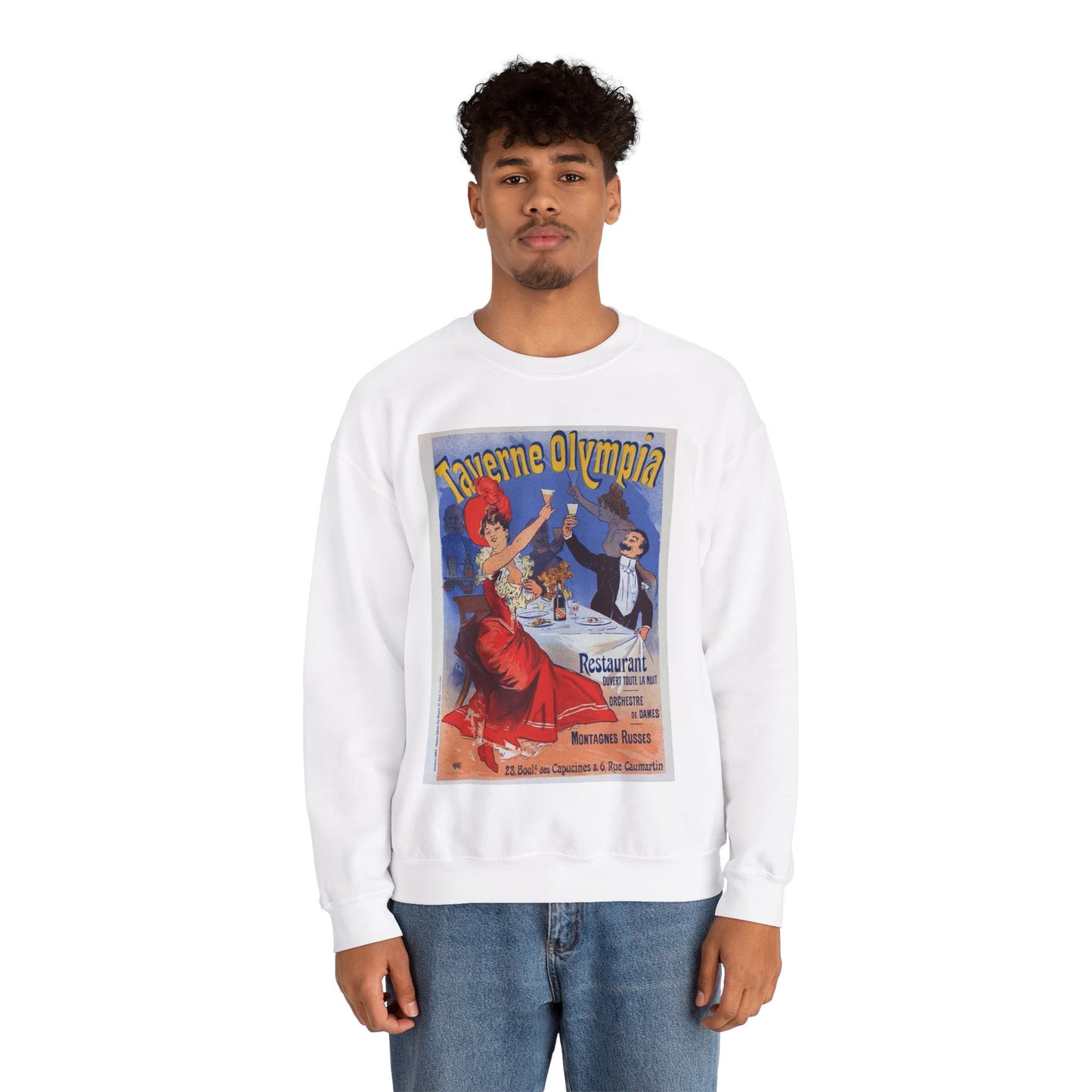 Affiche pour la "Taverne Olympia". White Heavy Blend Adult Crew Neck SweatShirt