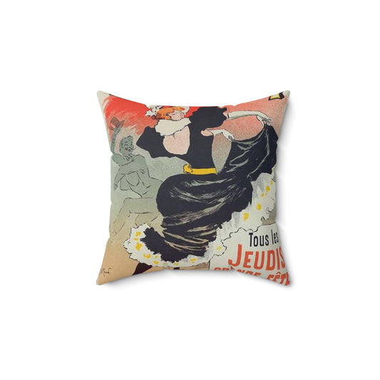 Affiche pour le "Bal Bullier".. Public domain reproduction. Decorative Accent Square Pillow