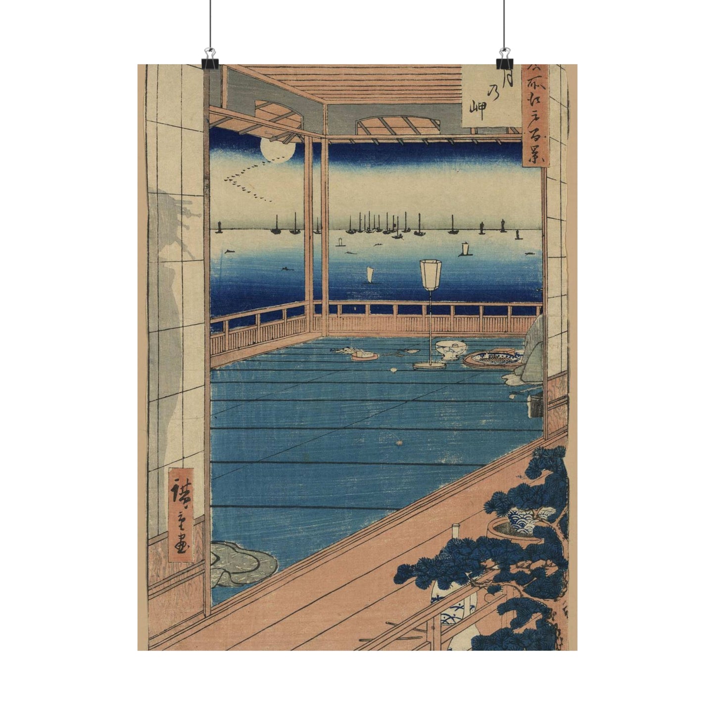 Tsuki no misaki, Andō Hiroshige - Ukiyo e print High Quality Matte Wall Art Poster for Home, Office, Classroom