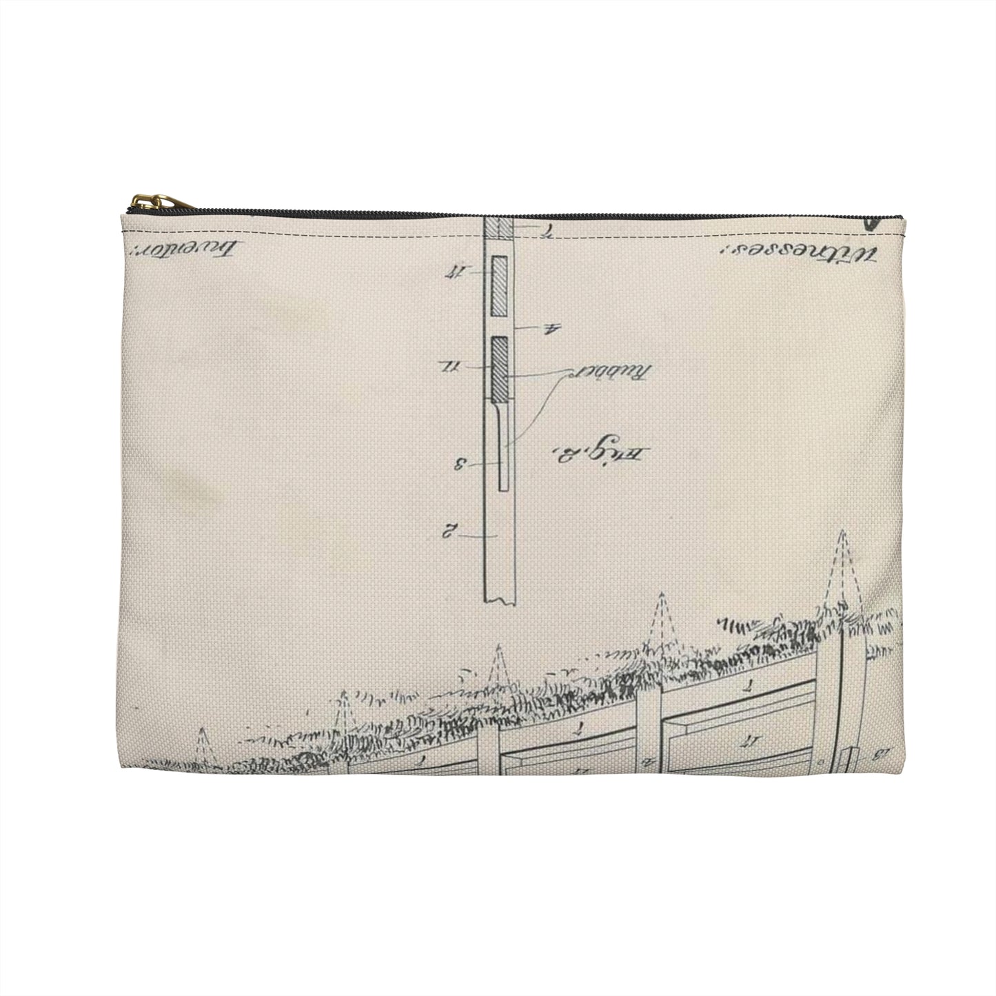 Patent Drawing of Engine - for A. Pascocello' Steeplechase or Hurdle Fence Public domain  image Large Organizer Pouch with Black Zipper