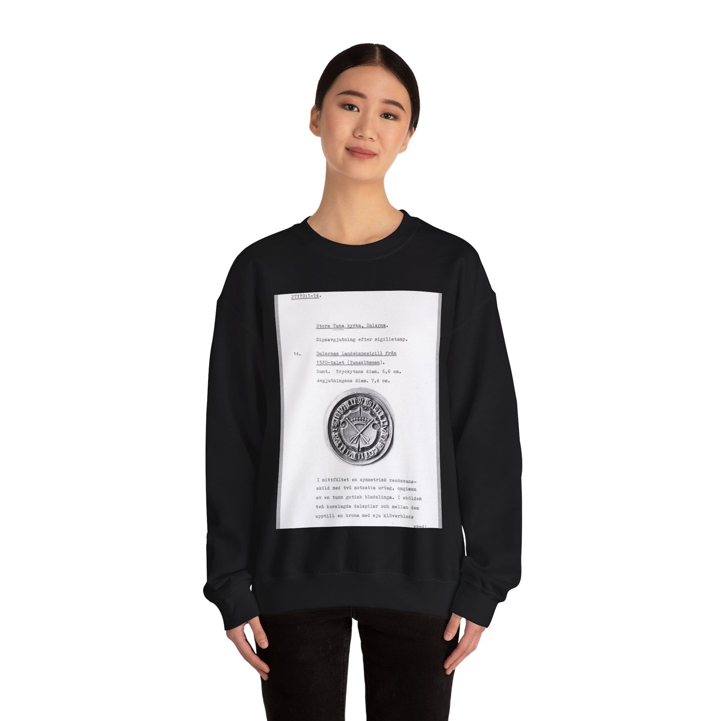 sigill (Dalarnas Landskapssigill från 1520-talet) Black Heavy Blend Adult Crew Neck SweatShirt
