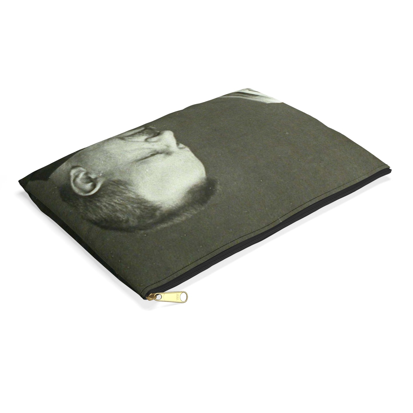 B.Croce, Italy - A black and white photo of a man reading a book Large Organizer Pouch with Black Zipper