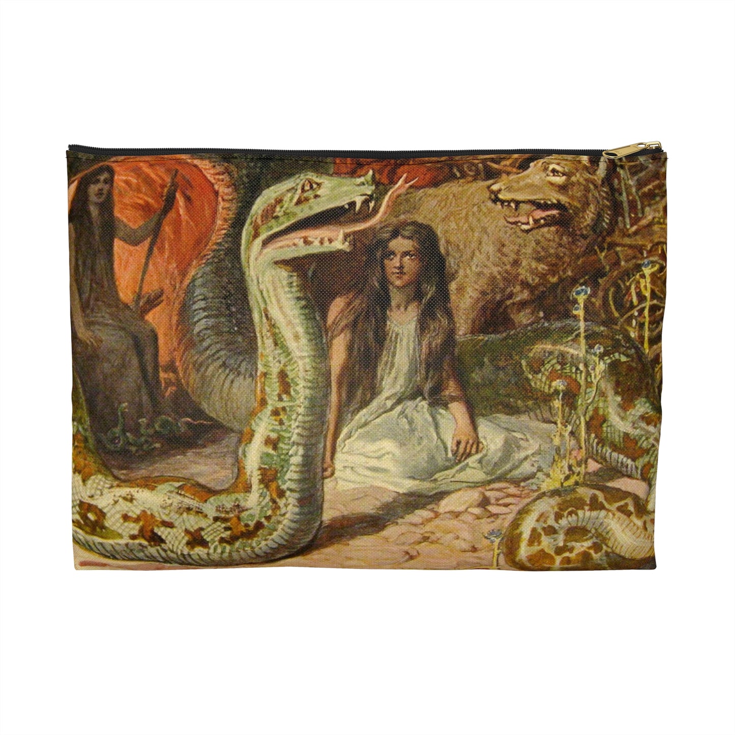 Lokis Gezücht - A painting of a woman sitting in front of a snake Large Organizer Pouch with Black Zipper