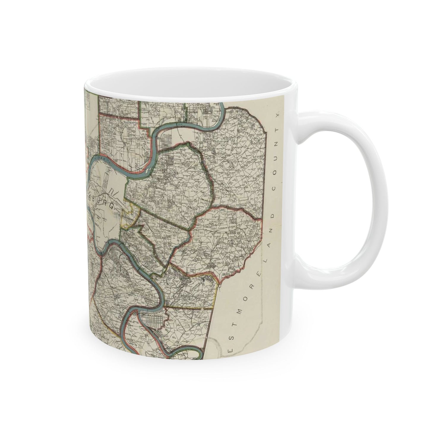 Farm line map of Allegheny County, Pennsylvania / Beautiful Novelty Ceramic Coffee Mug 11oz