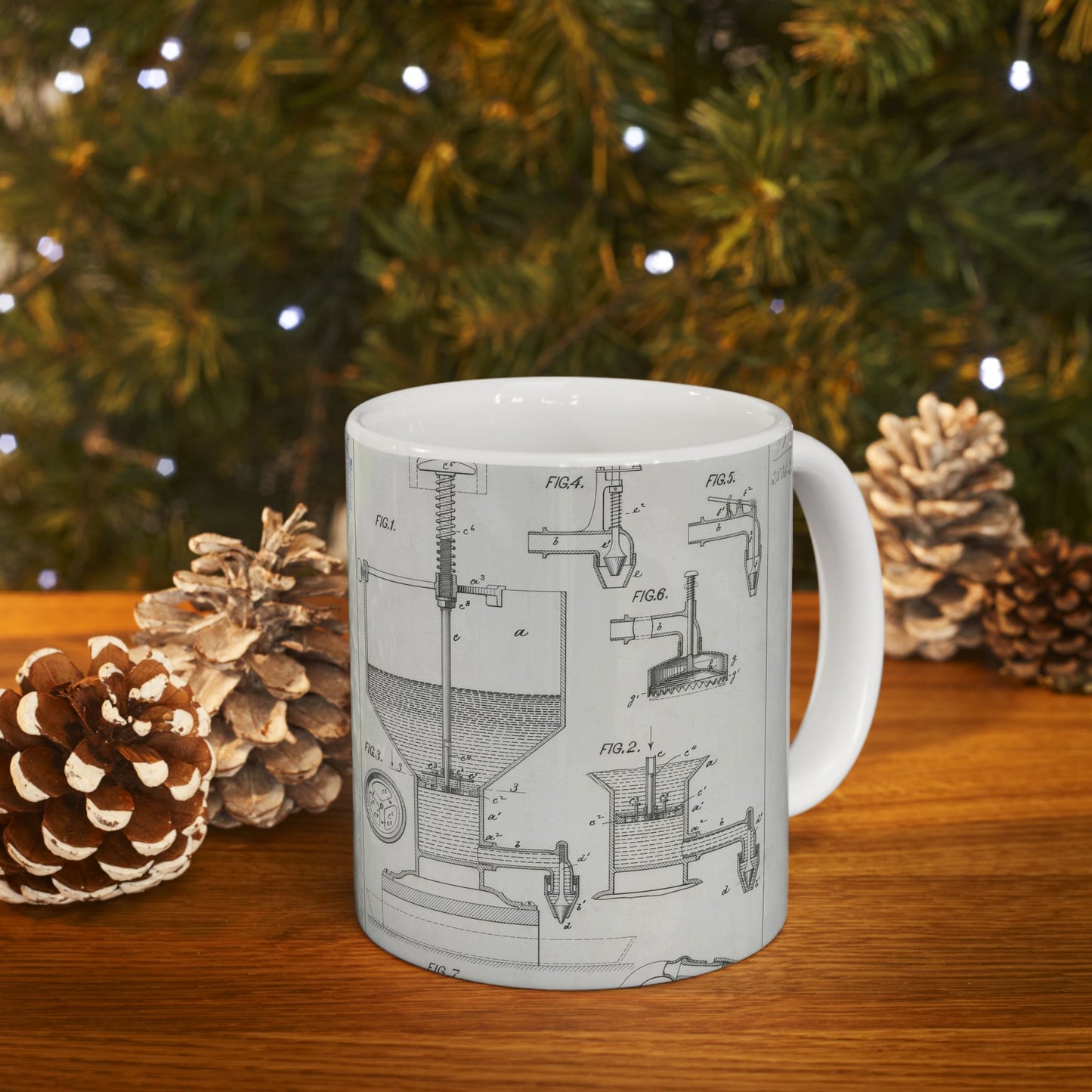 Patent Drawing of Engine - for H. Hueg's Cake Machine Public domain  image Beautiful Novelty Ceramic Coffee Mug 11oz