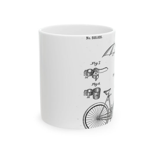 Patent drawing - Patent Application for Parasol Attachment (to a Bicycle) Public domain  image Beautiful Novelty Ceramic Coffee Mug 11oz