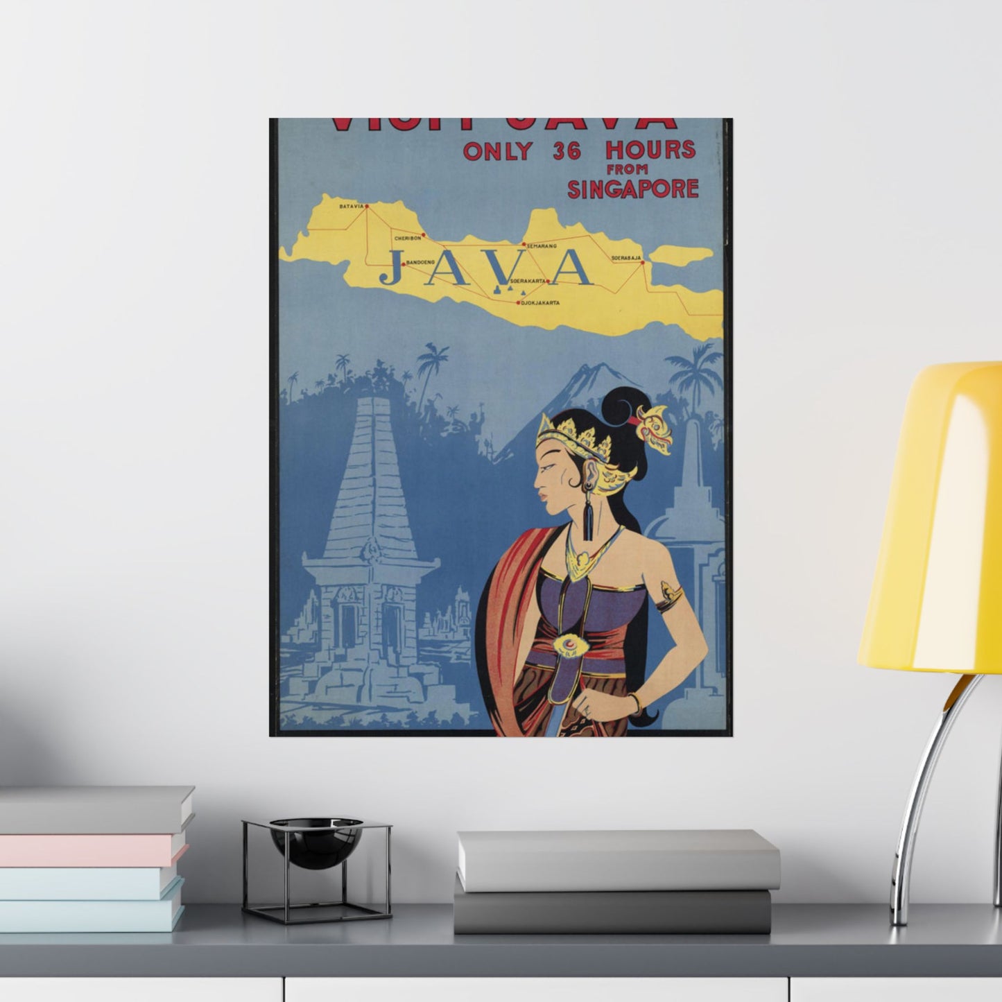 Java. Vintage Travel Poster., Art Deco Poster High Quality Matte Wall Art Poster for Home, Office, Classroom