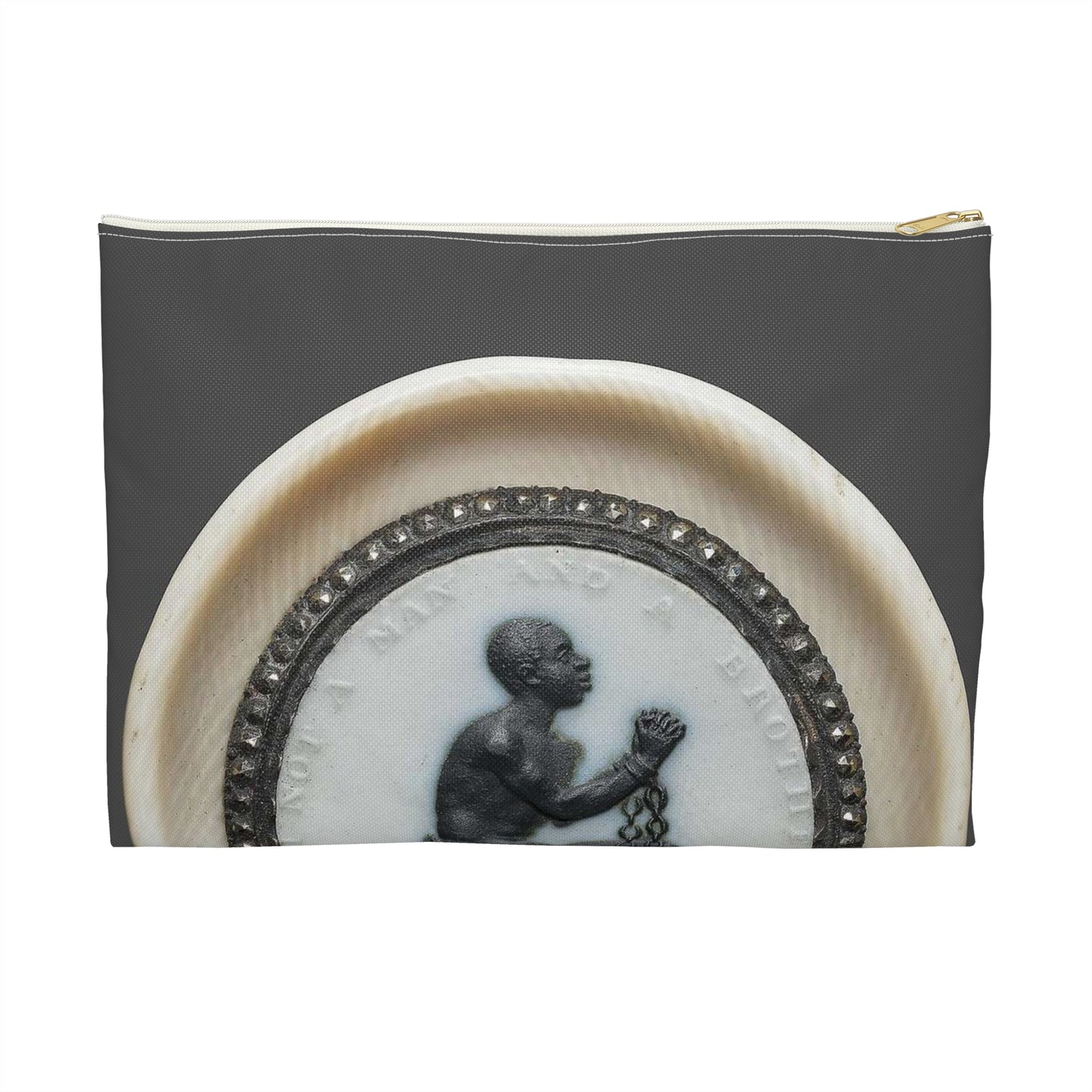 Anti-Slavery Medallion, Wedgwood porcelain manufactory, England Large Organizer Pouch with Black Zipper