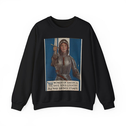 Joan of Arc Saved France Black Heavy Blend Adult Crew Neck SweatShirt