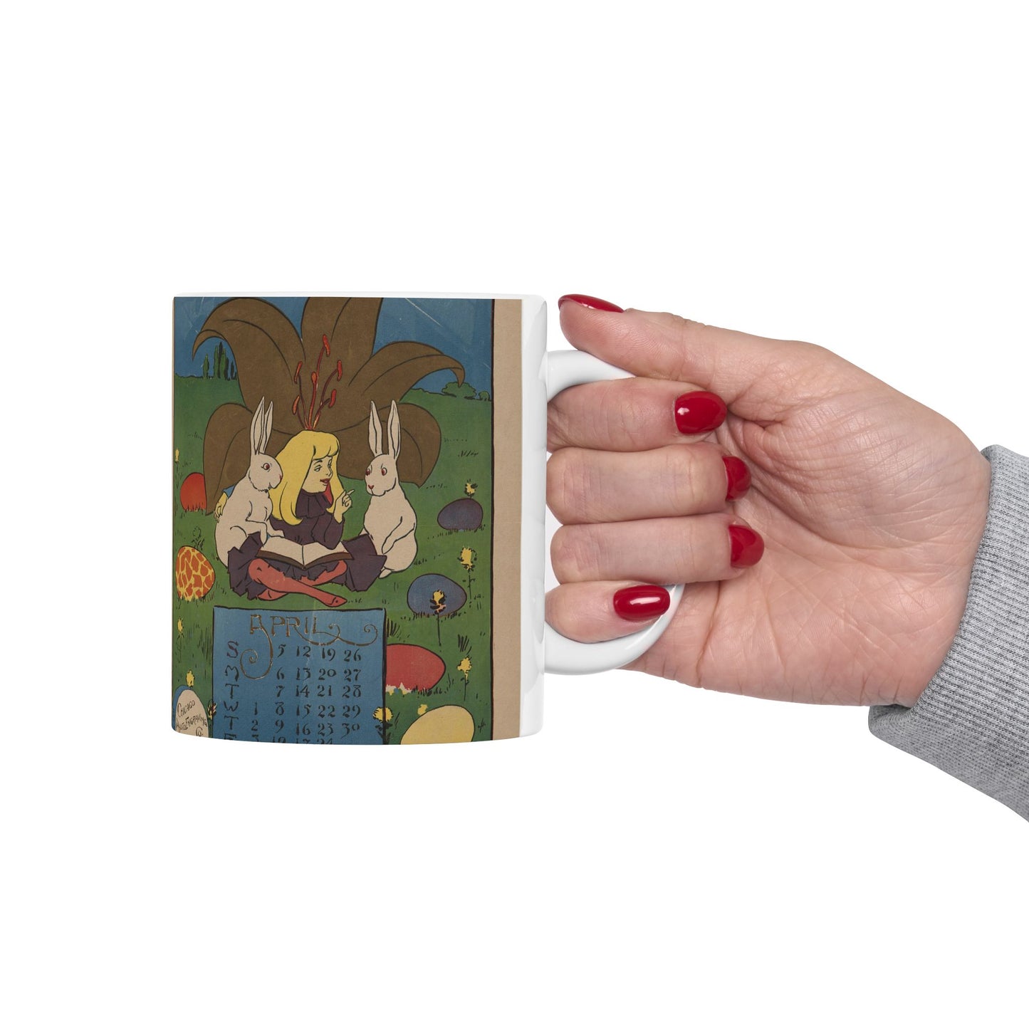 April, Art Deco Poster - Public domain dedication image Beautiful Novelty Ceramic Coffee Mug 11oz