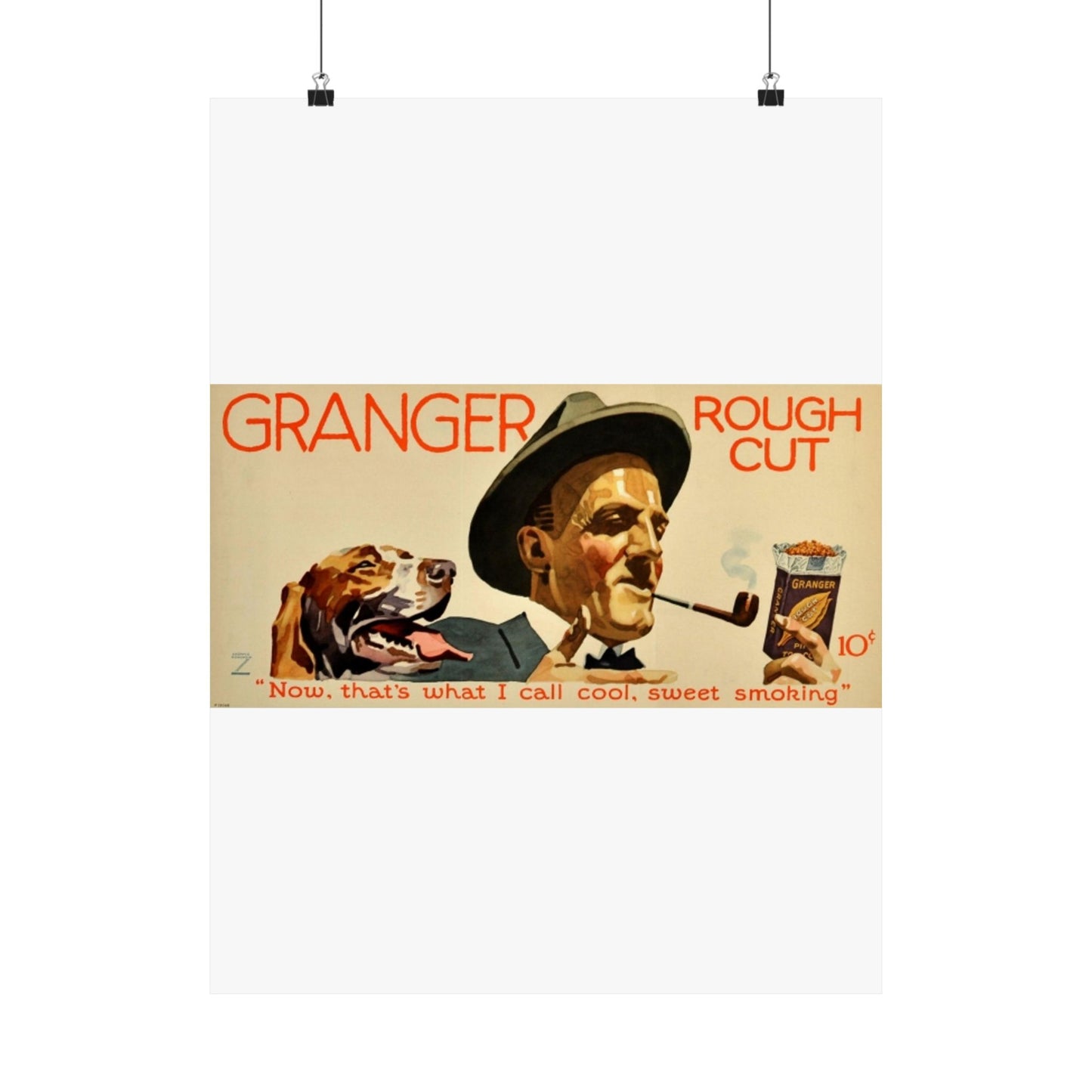 Granger Rough Cut. „Now, that's what I call cool, sweet smoking“, 1923, poster 1 High Quality Matte Wall Art Poster for Home, Office, Classroom