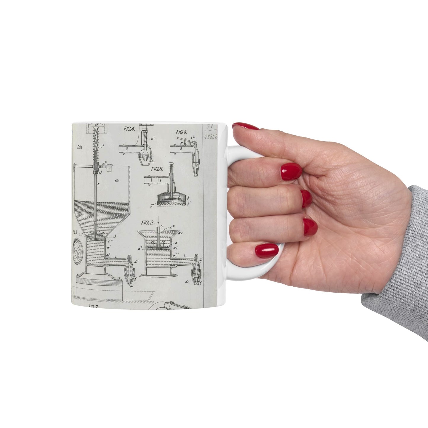 Patent Drawing of Engine - for H. Hueg's Cake Machine Public domain  image Beautiful Novelty Ceramic Coffee Mug 11oz