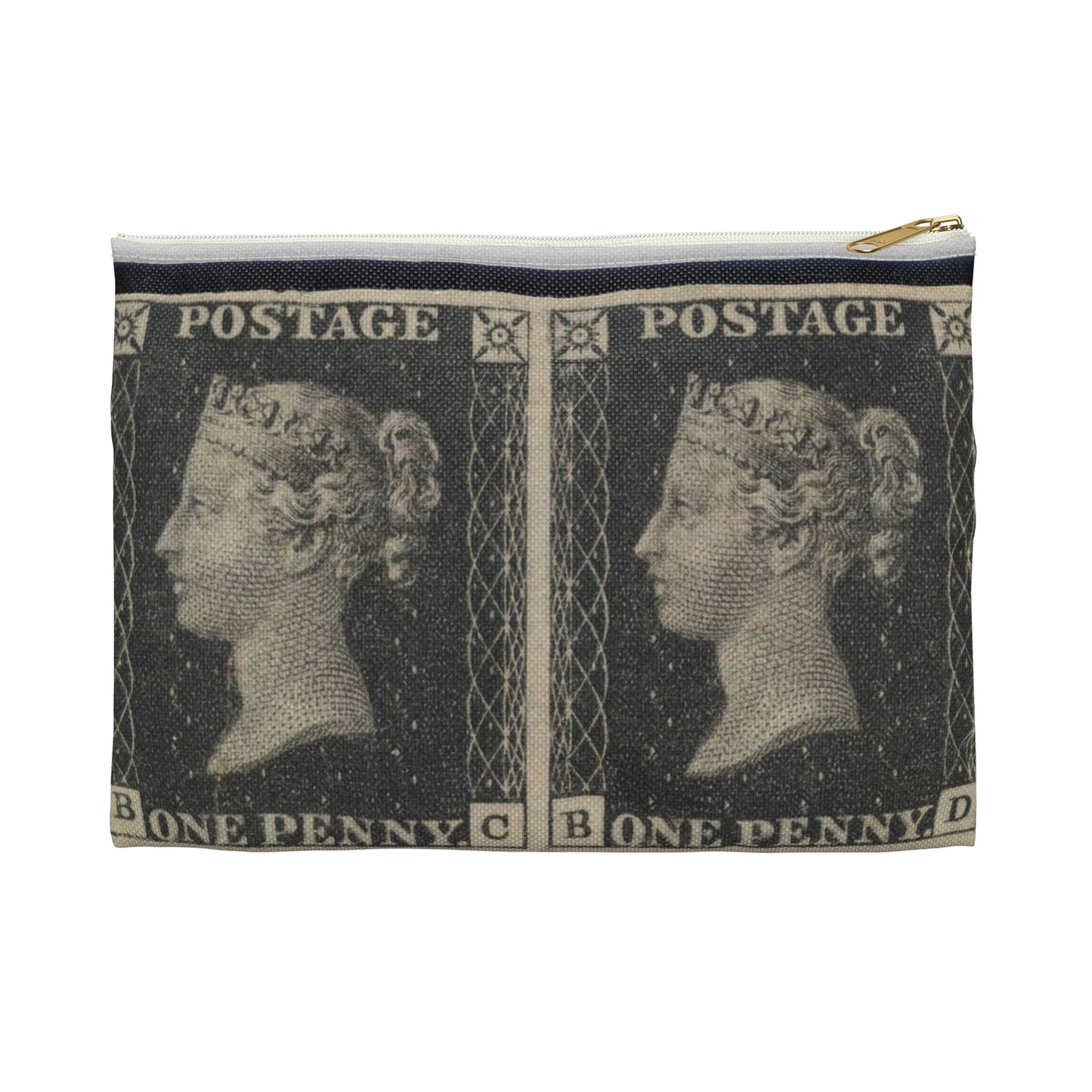 "Penny Black" postage stamps - postal stamp Large Organizer Pouch with Black Zipper