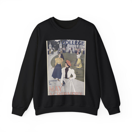 Wellesley College illustrated in the May Scribner's Black Heavy Blend Adult Crew Neck SweatShirt