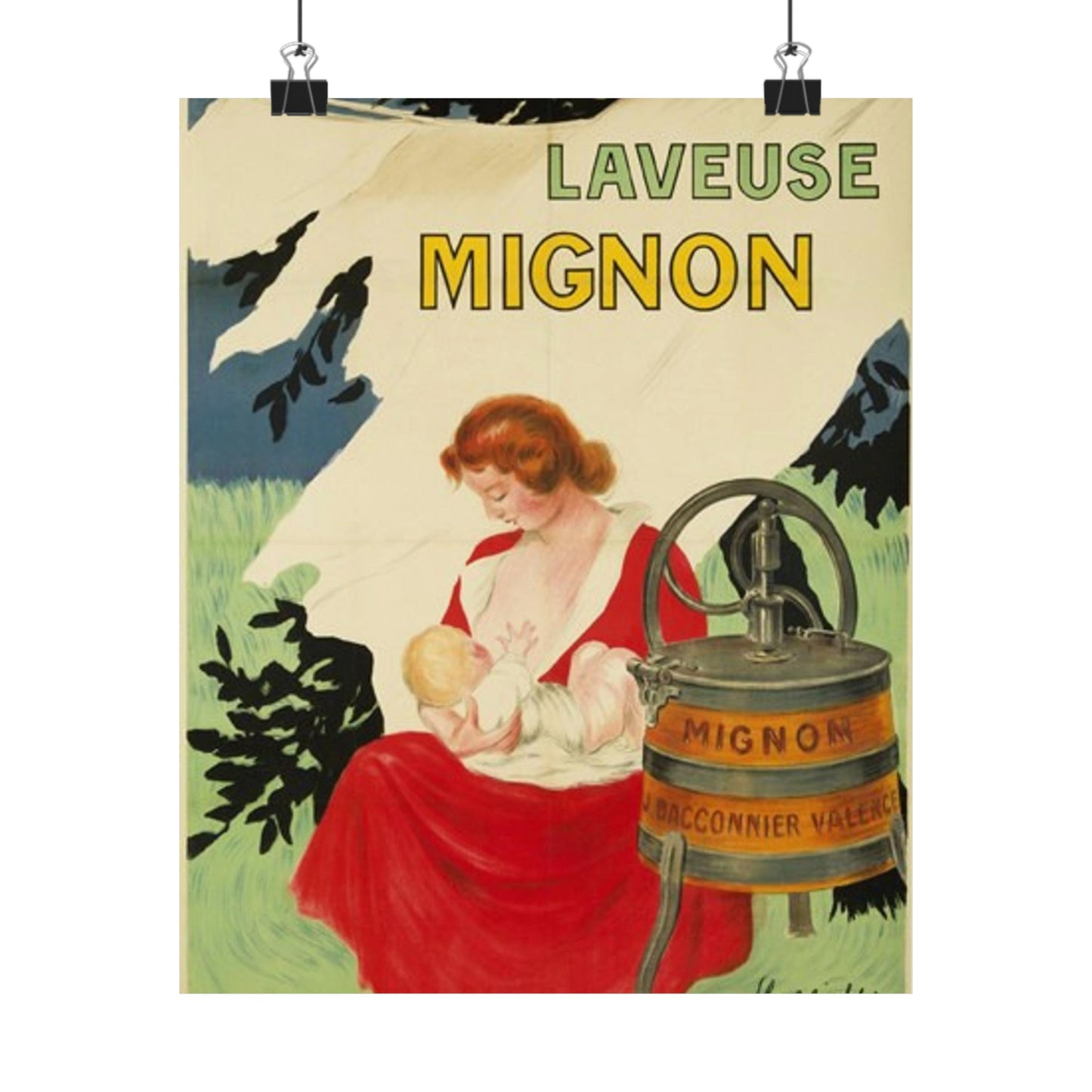 Affiche Laveuse Mignon - Art nouveau public domain image High Quality Matte Wall Art Poster for Home, Office, Classroom