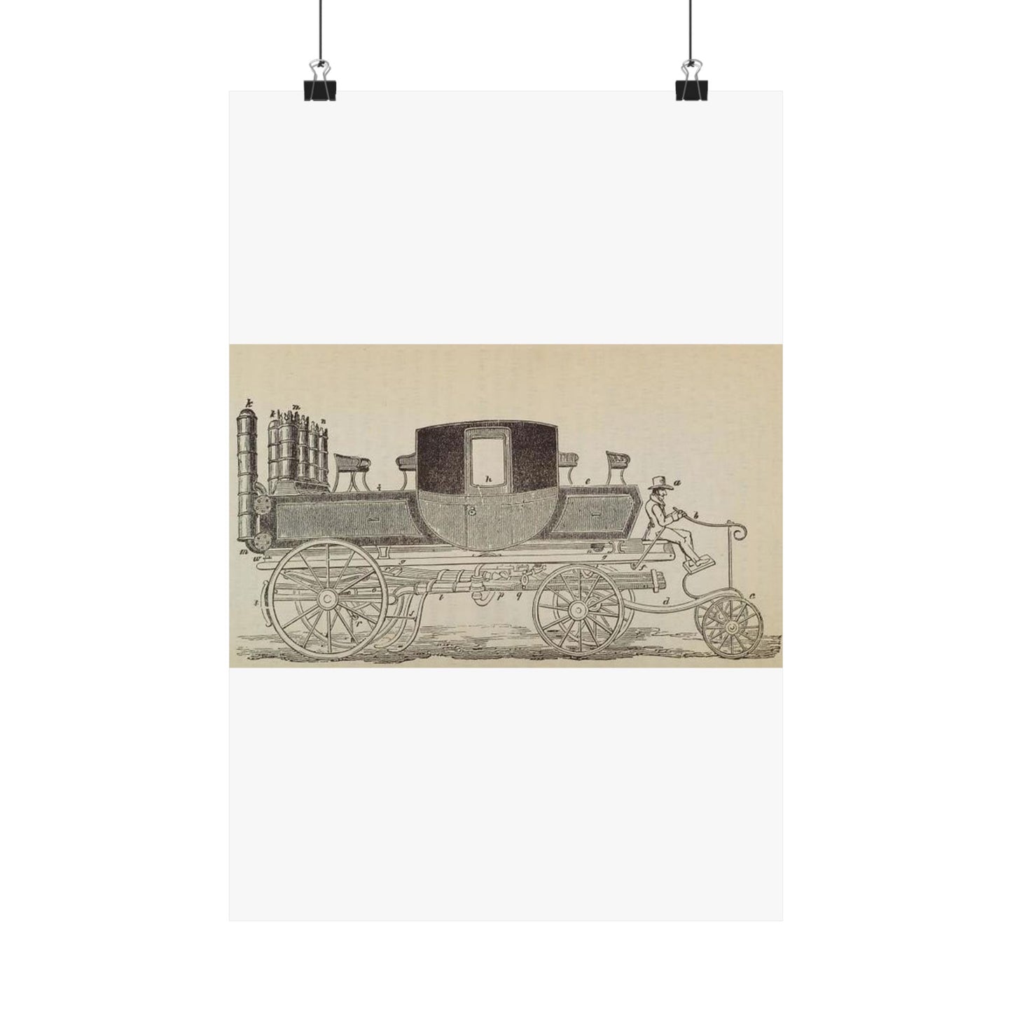 Patent Drawing of Engine - Patent steam carriage, by Mr. Goldsworthy Gurney, of Argyle Street, London, 1826 Public domain  image High Quality Matte Wall Art Poster for Home, Office, Classroom