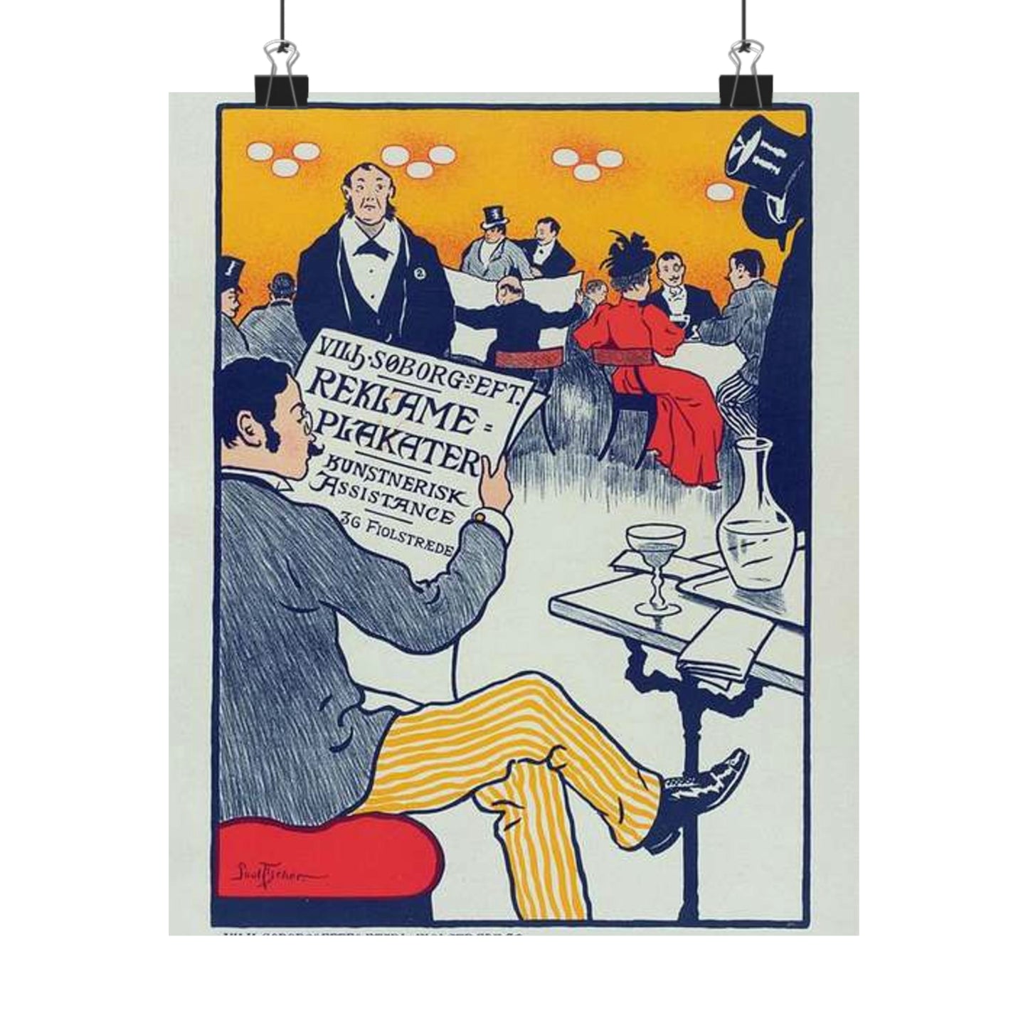 Affiche danoise pour les "Affiches artistiques Wilh. Söborg". High Quality Matte Wall Art Poster for Home, Office, Classroom