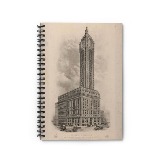 Singer Building, The Singer Manufacturing Company, no. 149 Broadway, cor. Liberty Street, New York City, New York, U.S.A., highest building in the world Spiral Bound Ruled Notebook with Printed Cover