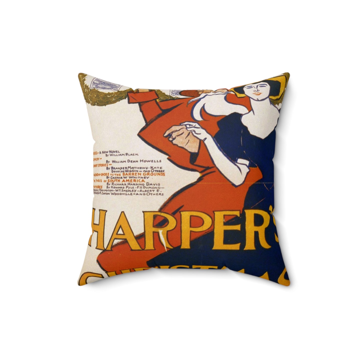 Edward Penfield - Harper's [for] Christmas, Art Nouveau Poster Decorative Accent Square Pillow