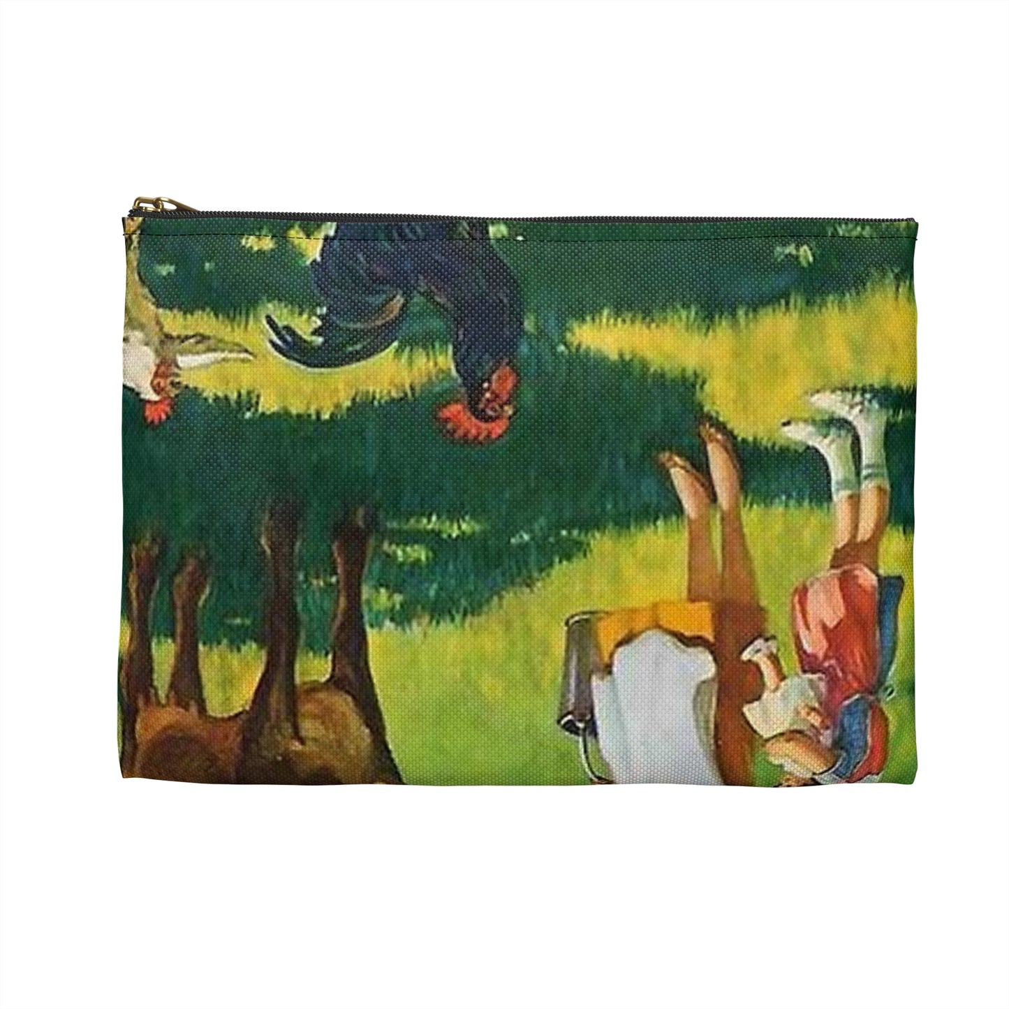 A Milking We Will Go, painting by Edward Mason Eggleston Large Organizer Pouch with Black Zipper