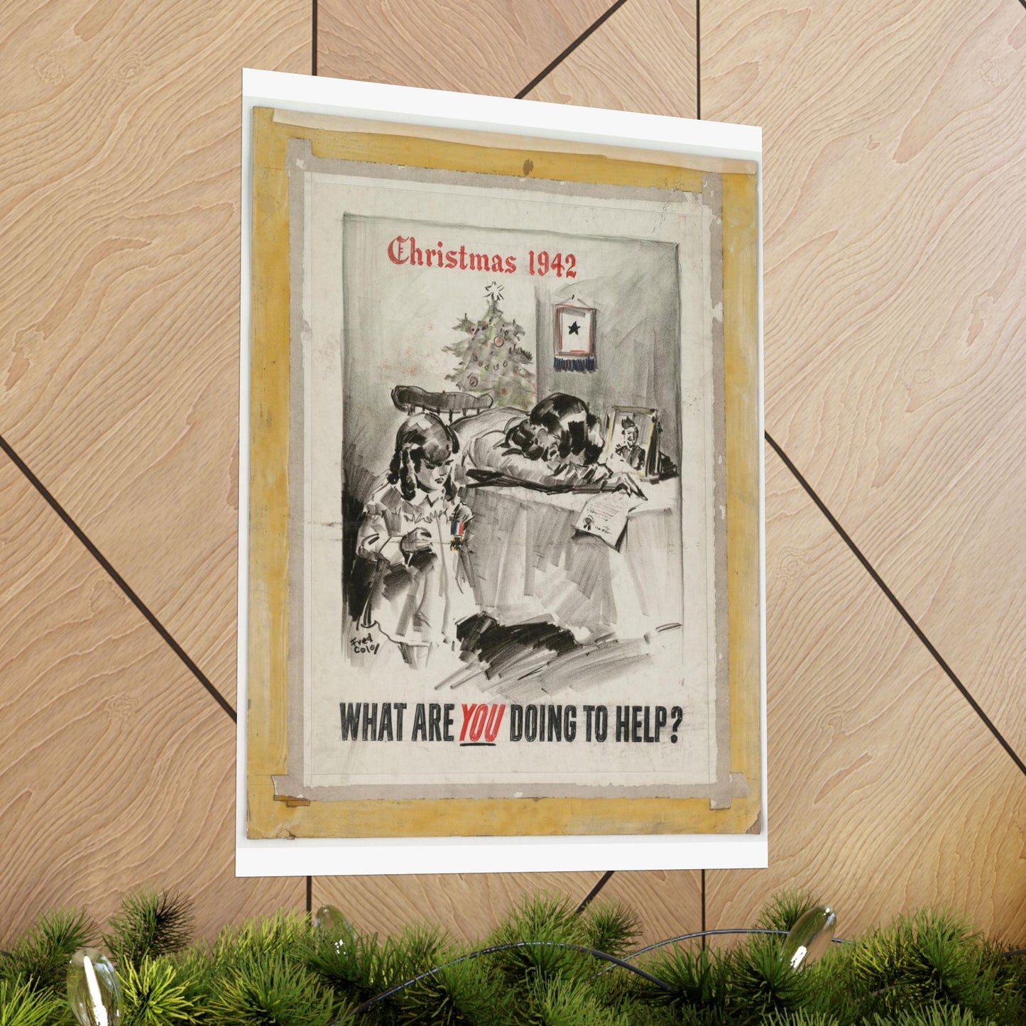 What Are You Doing to Help?  Christmas 1942 High Quality Matte Wall Art Poster for Home, Office, Classroom