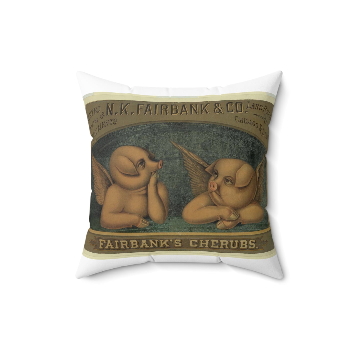 Fairbank's cherubs--Presented with the compliments of N.K. Fairbank & Co., lard refiners, Chicago & St. Louis Decorative Accent Square Pillow